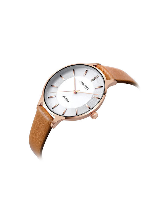 Perfect Uhr mit Beige Lederarmband