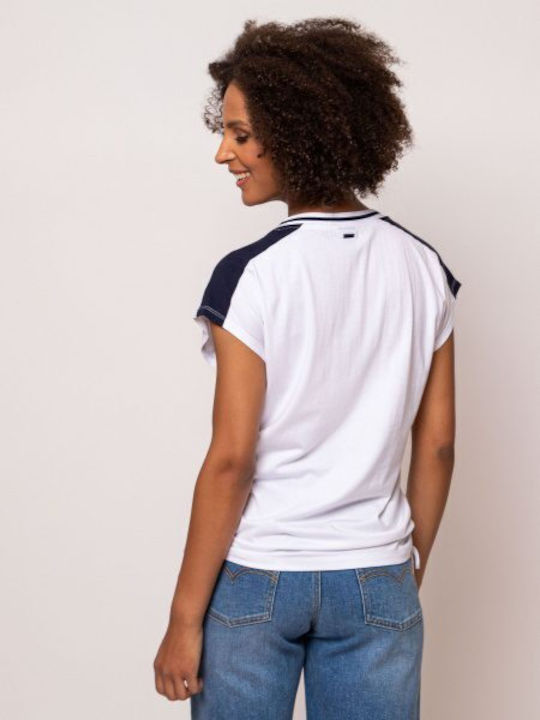 Heavy Tools Γυναικείο T-shirt Ριγέ Λευκό