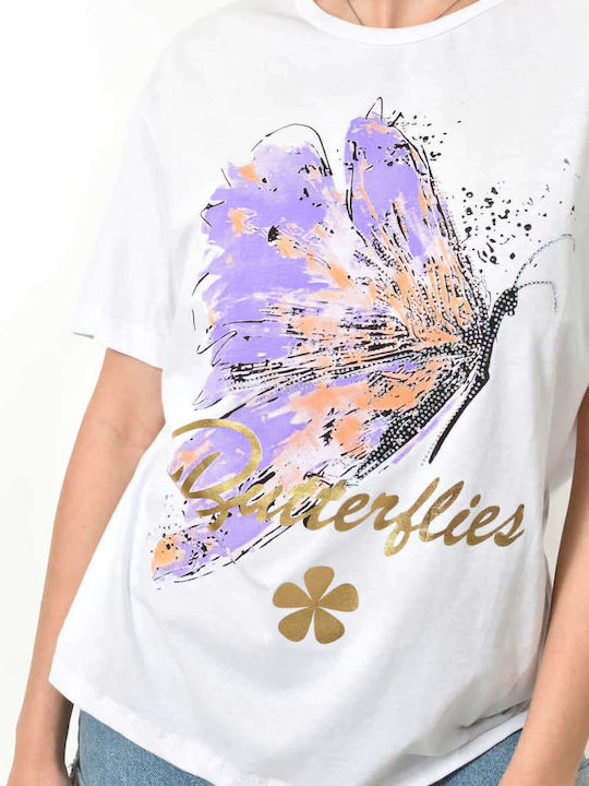 Butterflies Дамска Тениска Бяла