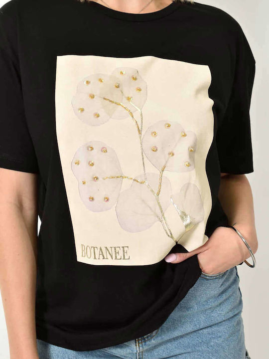 Botanee Damen T-Shirt Schwarz