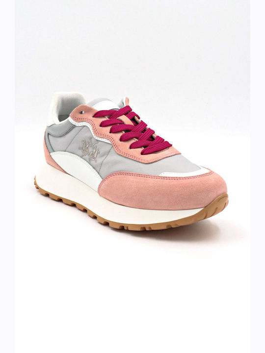 La Martina Logo Femei Sneakers Pink / Grey / White