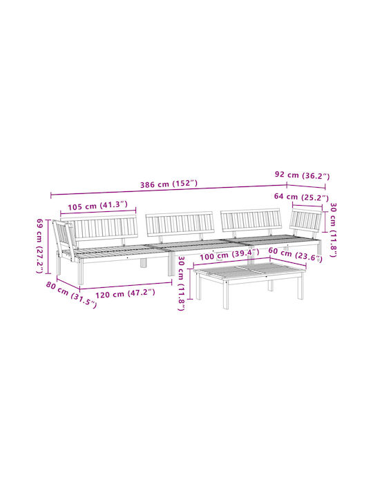 Garten- und Outdoor-Möbelsets 4 Stück Akazie