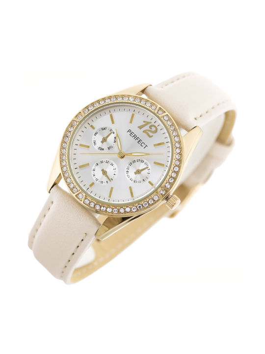 Perfect Watch with Beige Leather Strap