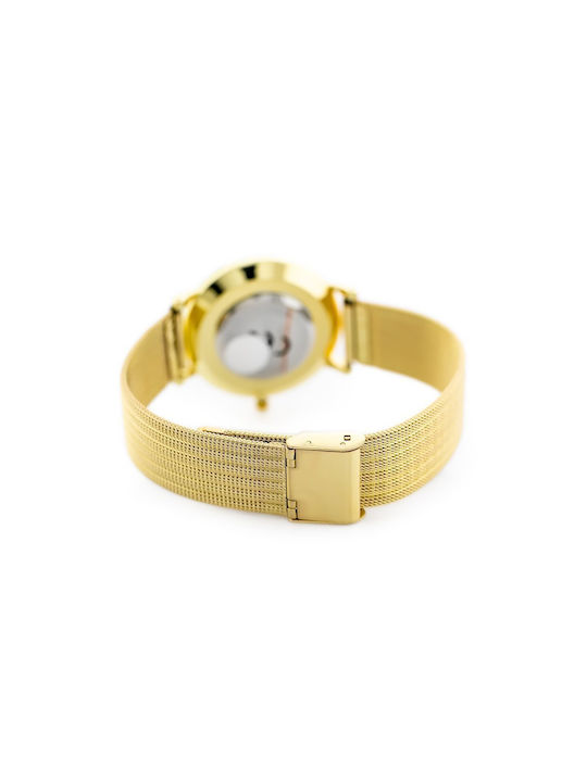 Perfect Damenuhr 32mm Batterie mit Gold Metall-Armband
