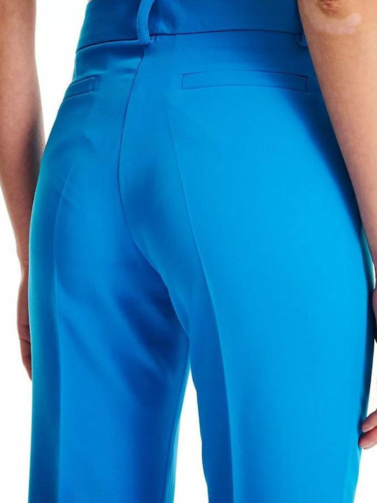 Forel Women's Fabric Trousers in Slim Fit Blue