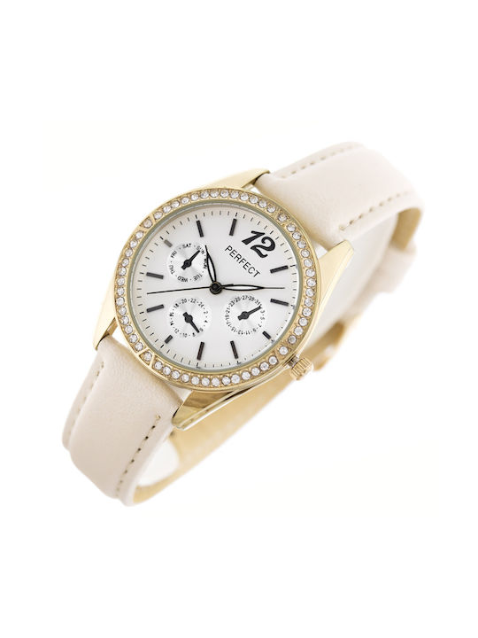 Perfect Uhr mit Beige Lederarmband