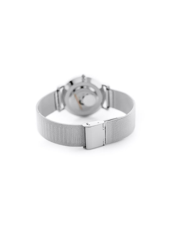 Perfect Γυναικείο Ρολόι 34mm Μπαταρίας με Ασημί Μεταλλικό Μπρασελέ