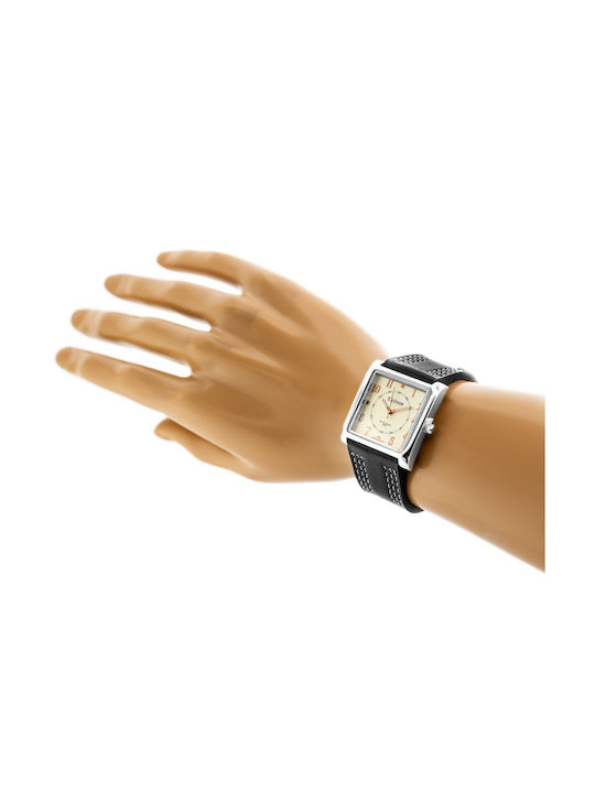 Extreim Women's Watch 34mm Battery with Leather Strap Black/White Stitching
