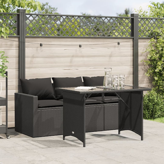Garten- und Outdoor-Möbelsets 2 Stück Schwarz mit Kissen