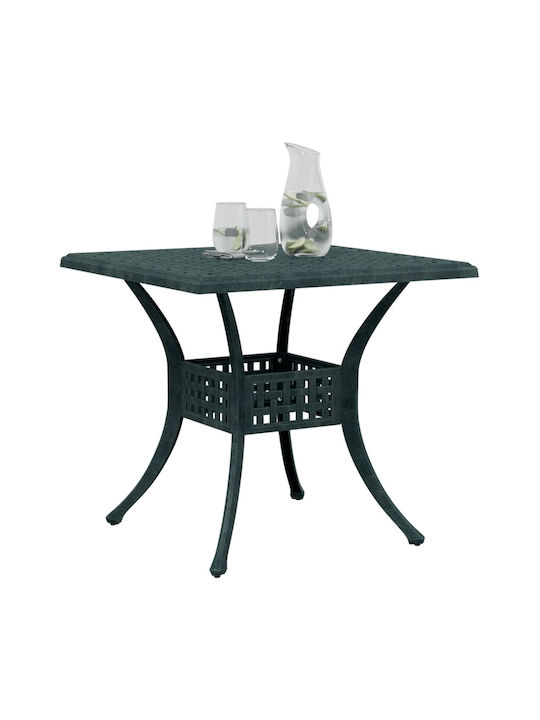 Outdoor Dinner Aluminum Table Green 80x80x75cm