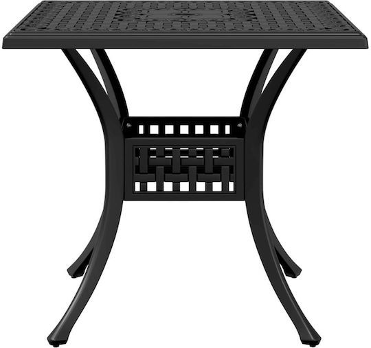 Outdoor Dinner Aluminum Table Black 80x80x75cm