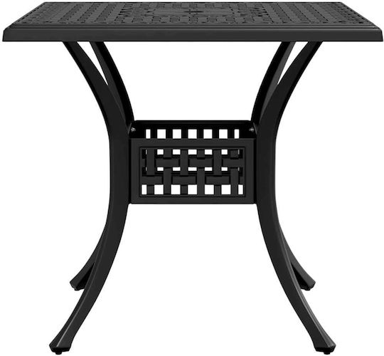 Outdoor Dinner Aluminum Table Black 80x80x75cm