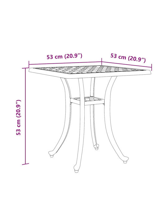 Sitting Room Outdoor Aluminum Table Green 53x53x53cm