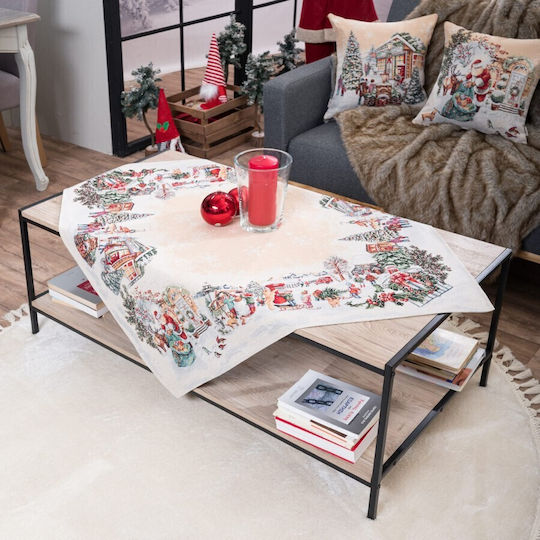 Teoran Set de Fețe de Masă de Crăciun din Material Textil, În Carouri, 100x100 cm, 2 Bucăți