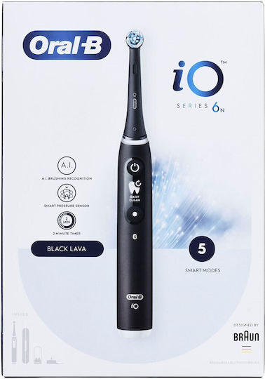Oral-B Io 6n Black Onyx Periuță de dinți electrică cu Senzor de Presiune și Husă de Călătorie Neagră