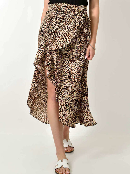 First Woman Midi Φούστα Φάκελος Λεοπάρ Animal Print