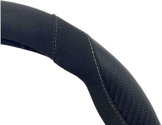Simoni Racing Car Steering Wheel Cover with Diameter 37-39cm made of Leatherette Black with Black Stitching