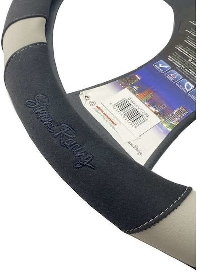 Simoni Racing Car Steering Wheel Cover with Diameter 37-39cm made of Leatherette Black with Black Stitching