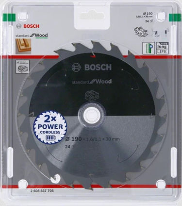 Bosch Δίσκος Κοπής Ξύλου με 24 Δόντια 190mm
