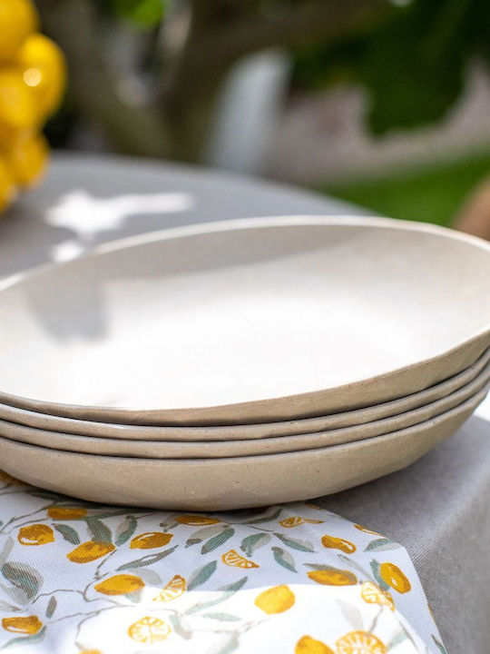 Koziol Plate Shallow Plastic White with Diameter 22cm 4pcs