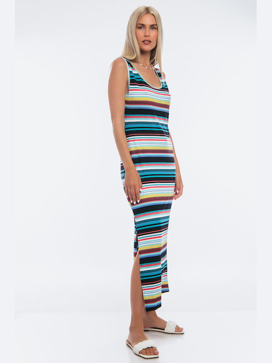 Basefashion Maxi Dress with Slit Turquoise