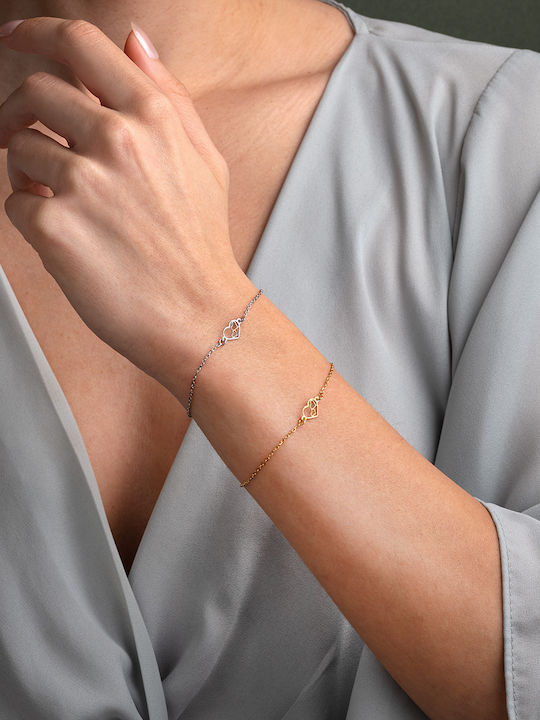 George Art Jewels Γυναικείο Βραχιόλι Αλυσίδα με σχέδιο Καρδιά από Ασήμι Επιχρυσωμένο