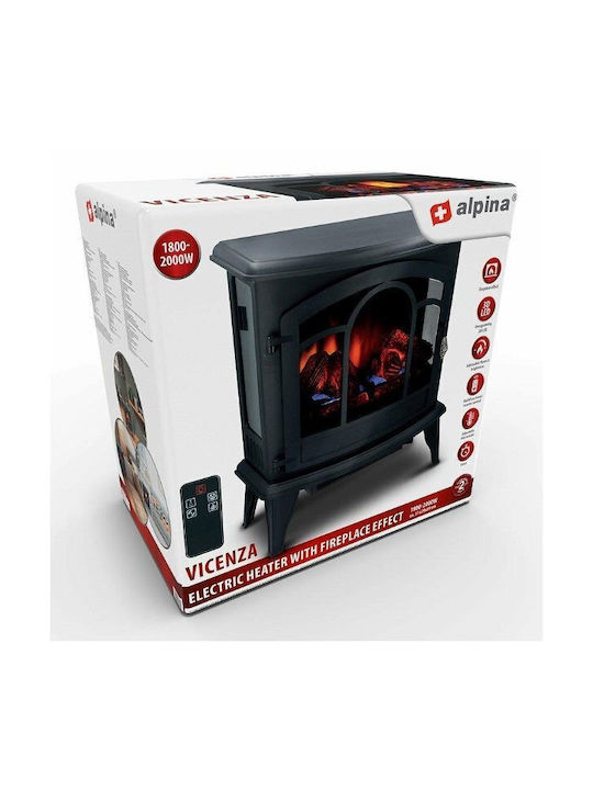 Alpina Appliances Floor Electric Fireplace 1800W 51x29cm Black