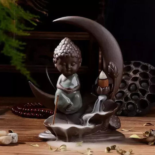 Arzător de Conuri cu Flux Invers Buddha din Ceramică 16,5cm
