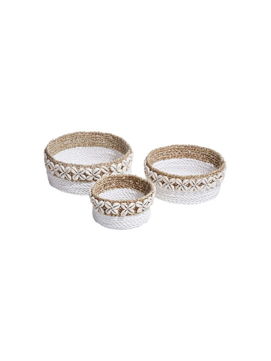 Butlers Coș decorativ Din paie cu mânere White 18x18buc