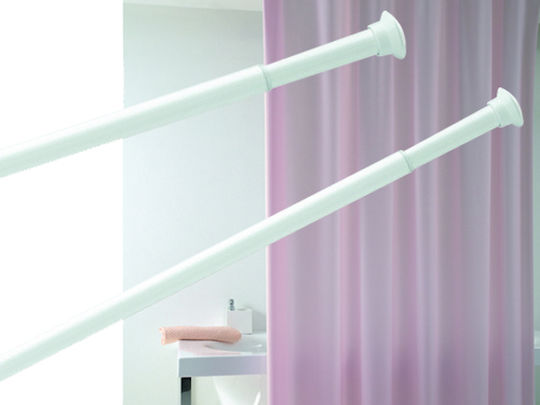 Telescopic Straight Shower Curtain Rod Aluminium Silver Ø25mm 75-135cm