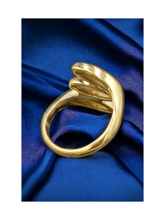 Ring Steel Gold Swan Feathers