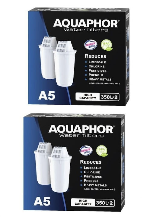 Aquaphor Ανταλλακτικό Φίλτρο Νερού για Κανάτα από Ενεργό Άνθρακα A5 4τμχ
