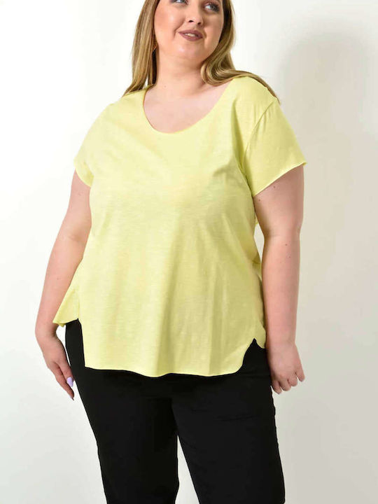 Potre Women's Blouse Cotton Short Sleeve Yellow