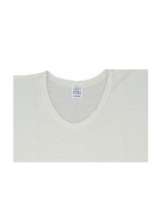 Women's Short Sleeve Woolen T-Shirt Beige