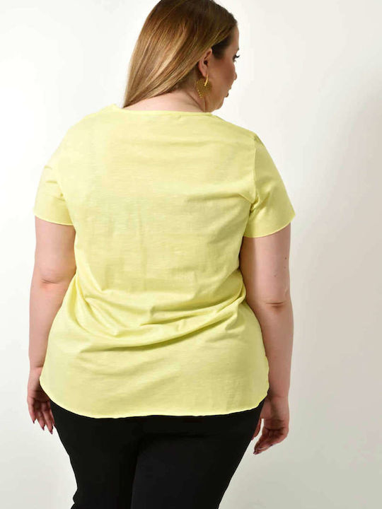 Potre Women's Blouse Cotton Short Sleeve Yellow