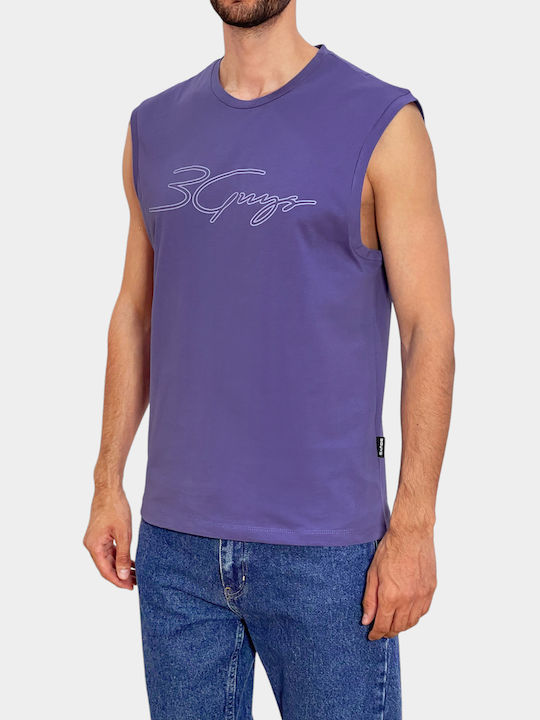 3Guys Men's Sleeveless Blouse Purple