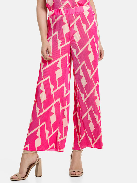 Gerry Weber Women's High-waisted Fabric Trousers with Elastic FUCHSIA