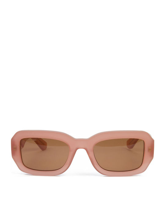 Calvin Klein Women's Sunglasses with Pink Plastic Frame and Brown Lens