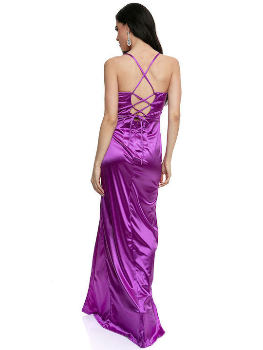 RichgirlBoudoir Maxi Evening Dress Satin with Slit purple
