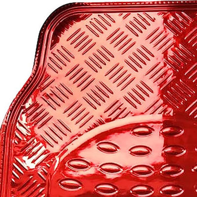 Auto Gs Set of Front and Rear Mats Universal 4pcs from Aluminum Red