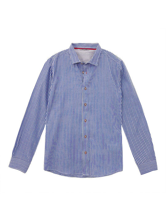 Ustyle Men's Shirt Long Sleeve Cotton Striped Blue