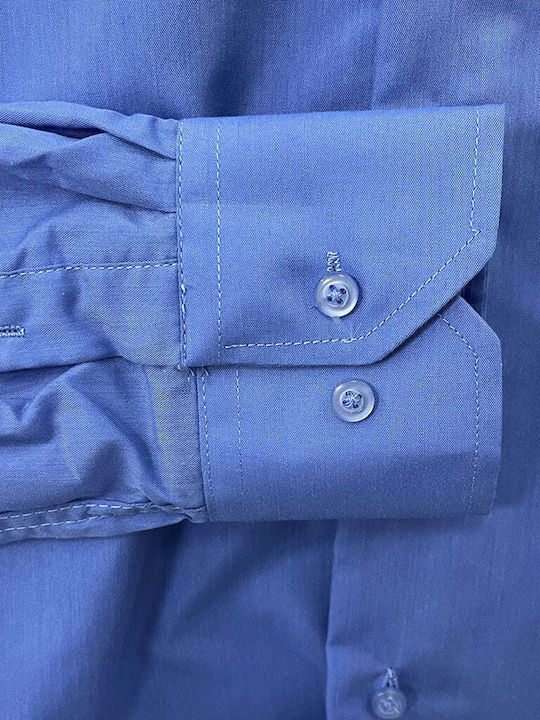 Langärmlig Baumwolle Hemd Blue