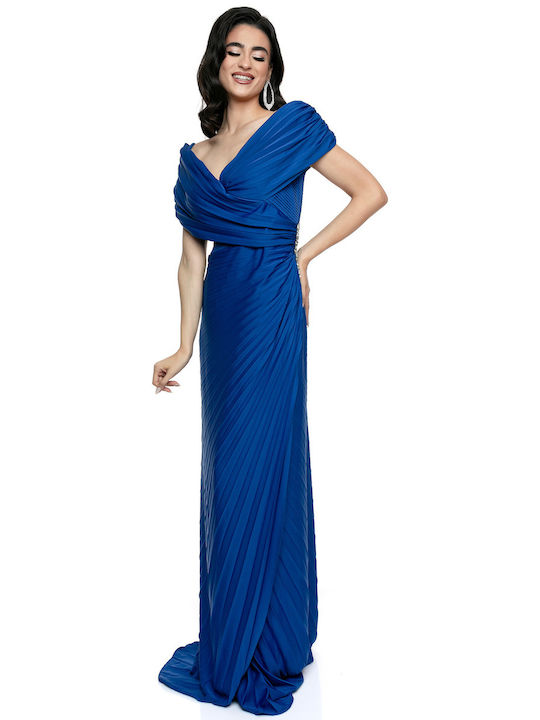 RichgirlBoudoir Maxi Dress with Slit Blue