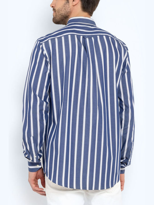 The Bostonians Men's Shirt Long Sleeve Cotton Striped navy