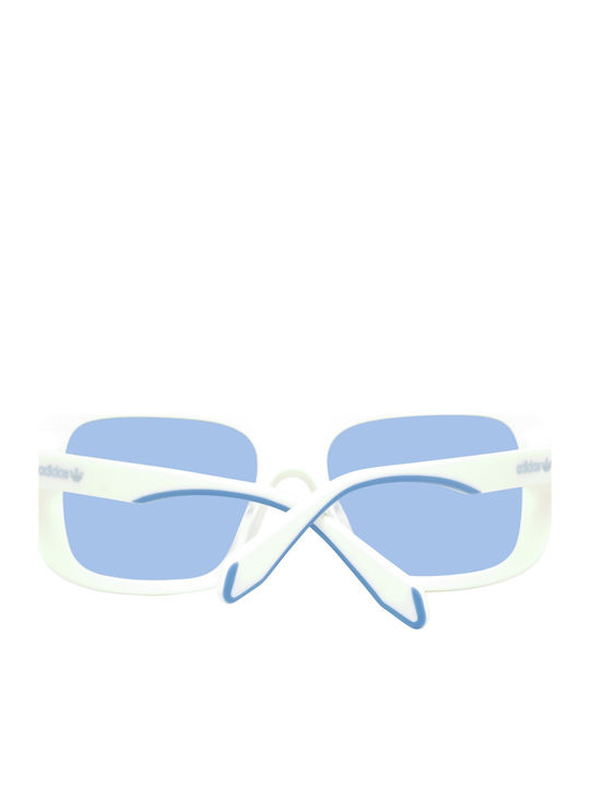adidas Women's Sunglasses with White Plastic Frame and Blue Lens OR0065 21V