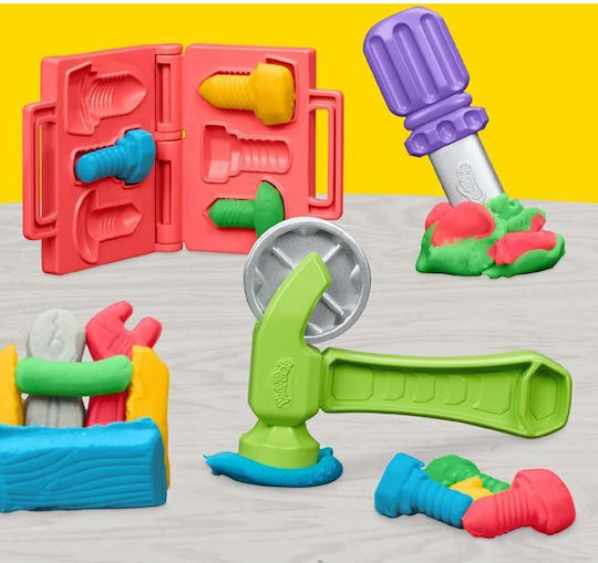 Hasbro Play-Doh Πλαστελίνη - Παιχνίδι Stamp and Saw Tool Bench για 3+ Ετών, 5τμχ