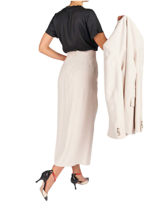 Vicolo Linen Midi Skirt in Beige color