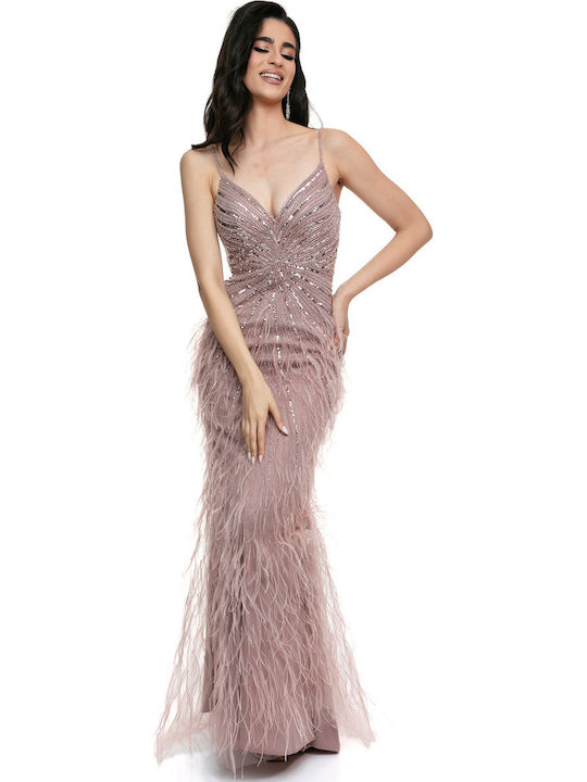 Rochie Maxi de Vară pentru Nuntă Botez Culoare Full Face Roz