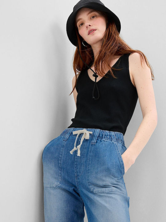Γυναικείο Jean Παντελόνι Mid Rise σε Relaxed Εφαρμογή μπλε