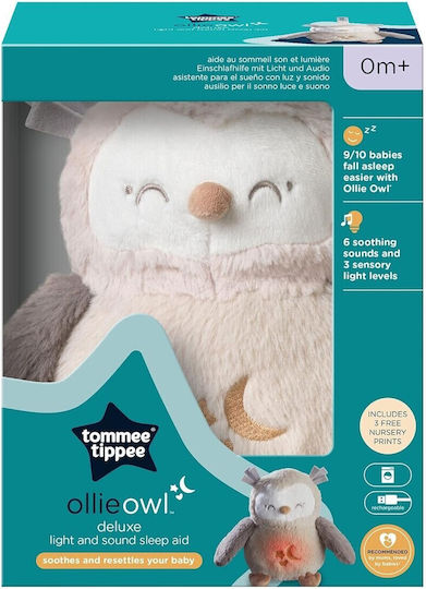 Tommee Tippee Sleep Toy Ollie Deluxe The Owl made of Fabric with White Noise, Light, and Cry Sensor for 0++ Months